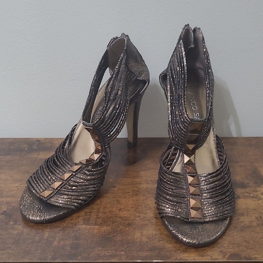 Franco Sarto ALMA Metallic Bronze Strappy Heels size 7